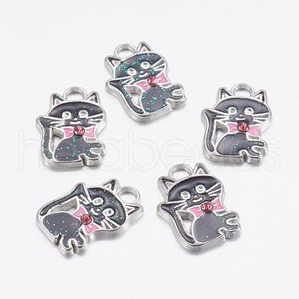 Alloy Enamel Kitten Pendants ENAM-P026-1-1