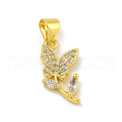 Rack Plating Brass Micro Pave Cubic Zirconia Pendants KK-C074-02G-02-1