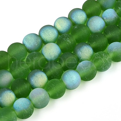 Frosted Transparent Glass Beads Strands GLAA-T032-T8mm-MBB07-1