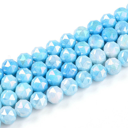Electroplate Glass Beads Strands GLAA-N010-8mm-01-1