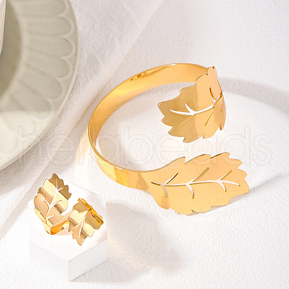 Leaf Alloy Cuff Bangles & Cuff Rings Sets FS-WG68E2E-01-1