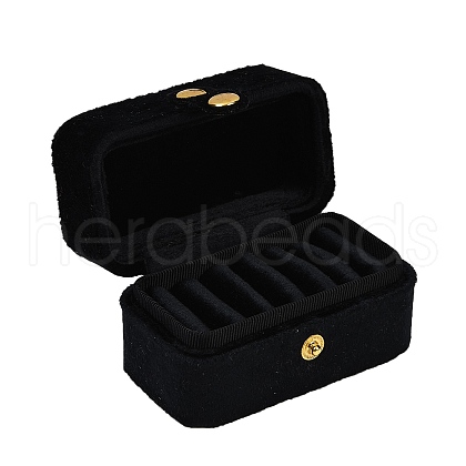 Mini Rectangle Velvet Ring Storage Boxes with Snap Buttons CON-Z009-02B-1