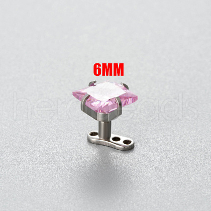 Stainless Steel Cubic Zirconia Square Dermal Anchor Base/Top for Women Men WG87C2F-04-1