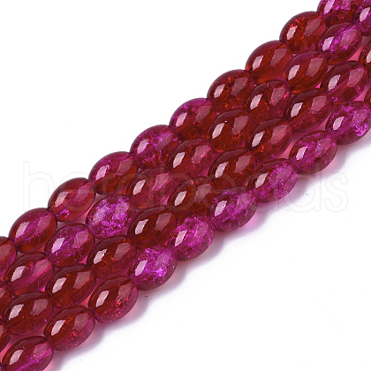 Transparent Crackle Glass Beads Strands X-DGLA-S085-6x8-36-1