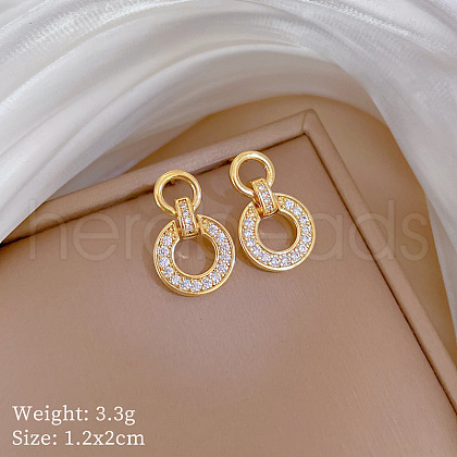 Ring 304 Stainless Steel Micro Pave Clear Cubic Zirconia Stud Earrings FS-WG3DD11-02-1