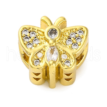 Rack Plating Brass Micro Pave Cubic Zirconia Beads KK-Z081-14-1