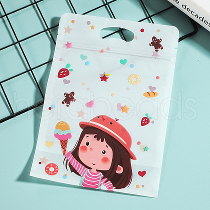50Pcs Transparent Plastic Printed Cookies Zip Lock Bags PW-WG09E1A-04-1
