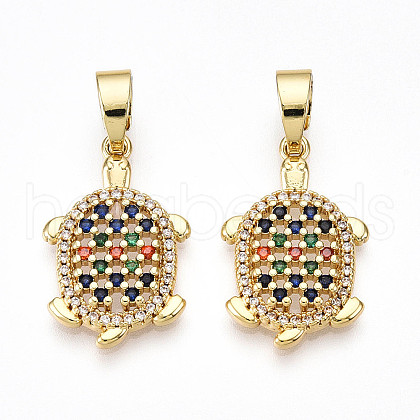 Brass Micro Pave Cubic Zirconia Pendants KK-N257-02G-1