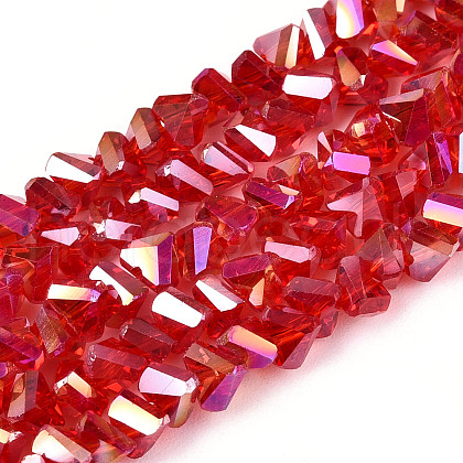 Electroplate Transparent Glass Beads Strands GLAA-N021-4mm-08-1