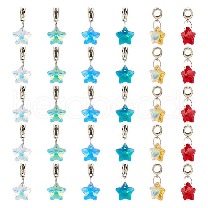 30Pcs 6 Colors Glass European Dangle Charms PALLOY-GO00005-1