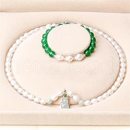 Mother's Day Jewellery Natural Freshwater Pearl Chrysoprase Beaded Necklace & Bracelets Sets for Women WGE4EAE-08-1