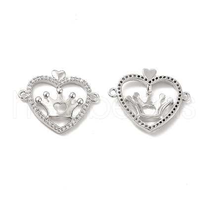 Brass Micro Pave Clear Cubic Zirconia Connector Charms KK-E068-VB044-1