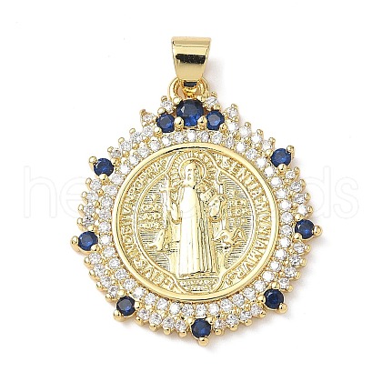 Brass Micro Pave Cubic Zirconia Pendants KK-Q068-33A-G-1