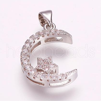 Brass Micro Pave Cubic Zirconia Pendants ZIRC-E119-41P-1