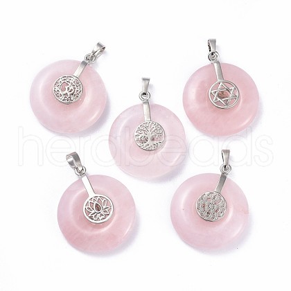 Natural Rose Quartz Pendants G-F640-G05-1