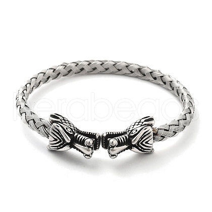 Viking 304 Stainless Steel Open Cuff Bangles for Men BJEW-U001-07M-AS-1