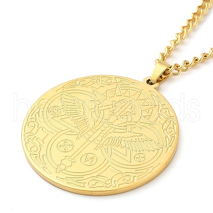 304 Stainlessa Steel Curb Chain Pendant Necklaces NJEW-H034-05G-1