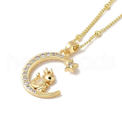 Brass Micro Pave Clear Cubic Zirconia Pendants Necklaces NJEW-K269-05G-09-1