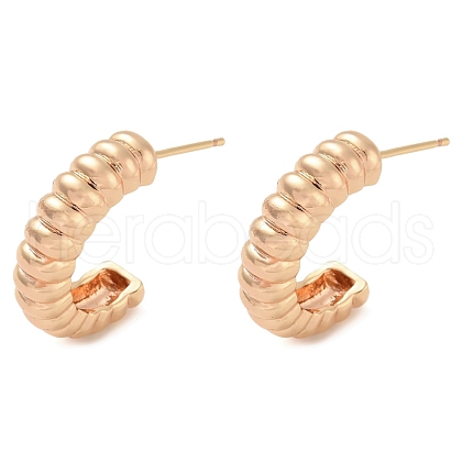 Rack Plating C-Shaped Brass Stud Earrings EJEW-M090-03G-1