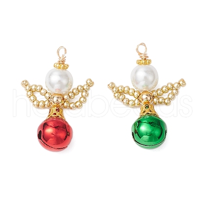 2pcs 2 Colors Brass Bell Pendants PALLOY-MZ00716-1