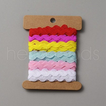 6 Yards 6 Colors Polyester Wavy Fringe Trim Ribbon OCOR-WH0080-44D-1