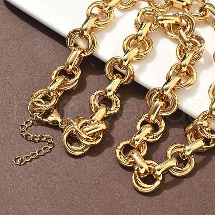 304 Stainless Steel Double Ring Link Chain Necklaces NJEW-S453-02P-A-1