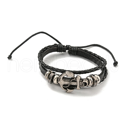 PU Imitation Leather Braided Cord Bracelets BJEW-P329-01B-AS-1