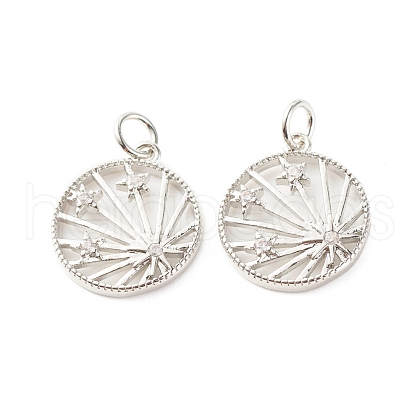 Brass Micro Pave Clear Cubic Zirconia Pendants ZIRC-P094-09P-RS-1