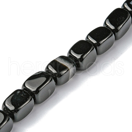 Dyed & Heated Natural Black Agate Beads Strands G-F743-02A-1
