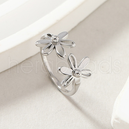 304 Stainless Steel Open Cuff Rings for Women FS-WG642B9-03-1