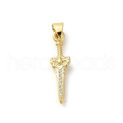 Rack Plating Brass Micro Pave Cubic Zirconia Pendants KK-Z086-52G-01-1