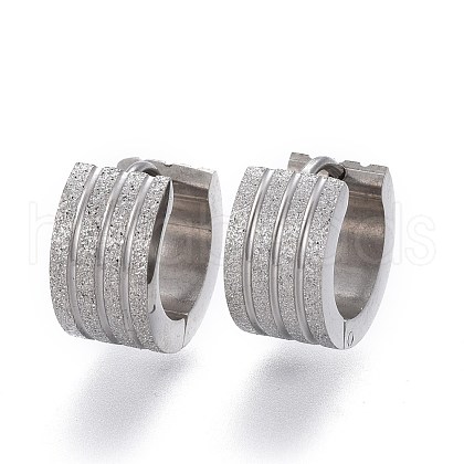 Tarnish Resistant Textured 304 Stainless Steel Huggie Hoop Earrings EJEW-L252-014P-1