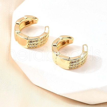 Brass Micro Pave Clear Cubic Zirconia Cuff Earrings EJEW-F370-13G-1