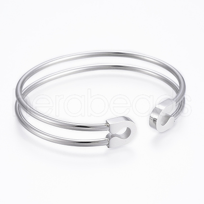 Trendy 304 Stainless Steel Torque Cuff Bangles BJEW-H703-17P-1