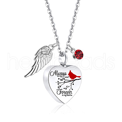 Heart with Wing Urn Ashes Pendant Necklace PW-WG4984E-01-1