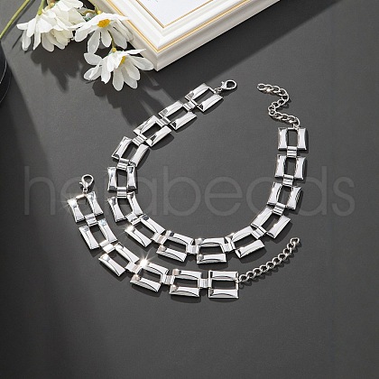 Fashionable Hip Hop Alloy Cuban Link Chain Bracelets & Necklaces Sets FS-WGBA45B-01-1