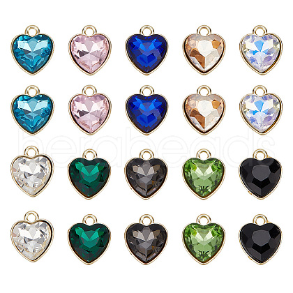 FIBLOOM 20Pcs 10 Colors Golden Plated Alloy Pendants FIND-FI0001-24-1