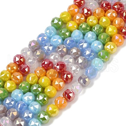 Electroplate Opaque Glass Beads Strands EGLA-G039-04A-02-1
