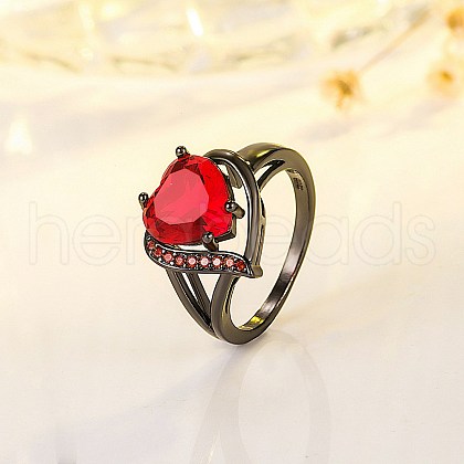 Heart Brass Micro Pave Cubic Zirconia Finger Rings FS-WG4D14B-02-1