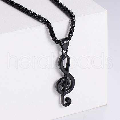 Fashionable Stainless Steel Musical Note Pendant Necklaces Punk Jewelry Cool Accessory QW2847-3-1