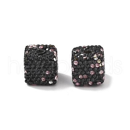 Cube Shape Polymer Clay Rhinestone Beads CLAY-NH0001-08H-1