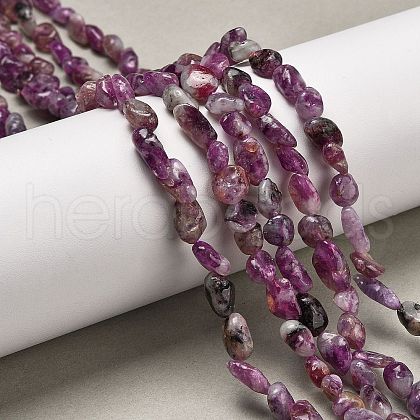 Natural Lepidolite/Purple Mica Stone Beads Strands G-S383-01-1
