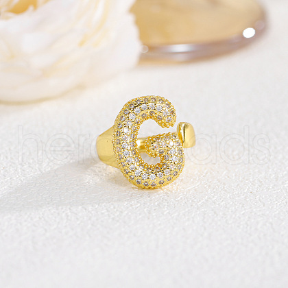 Brass Micro Pave Clear Cubic Zirconia Cuff Rings FS-WGF2B82-04-1