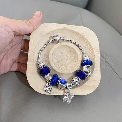 Butterfly Alloy European Beads Charm Bracelets FS-WG690AF-06-1