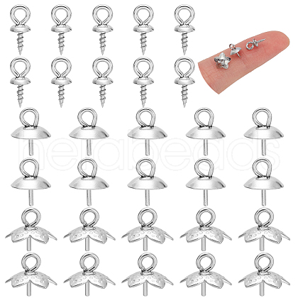 30Pcs 3 Styles 201 & 304 Stainless Steel Cup Peg Bails Charms STAS-LP0001-27-1