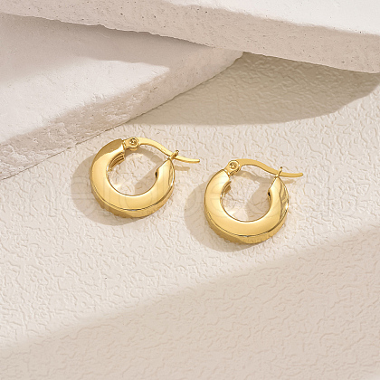 Stainless Steel Classic Minimalist Ring Hoop Earrings DD4249-1-1