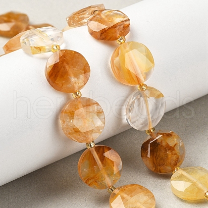 Natural Yellow Hematoid Quartz Beads Strands G-C116-A160-03-1