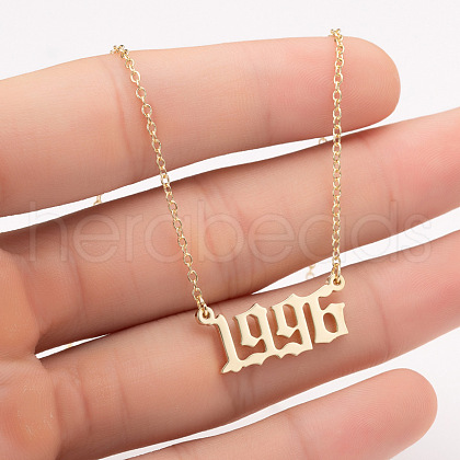 1996 Birth Year Number 201 Stainless Steel Pendant Cable Chain Necklaces FS-WGB5F08-20-1