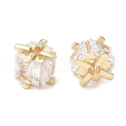 Brass Cubic Zirconia Beads KK-A254-15G-1