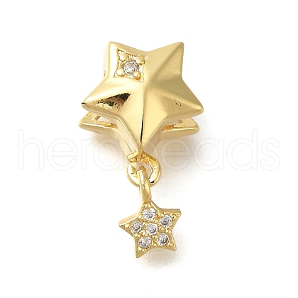Brass Micro Pave Cubic Zirconia Beads KK-Z086-24G-1